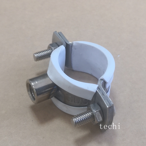 Adjustable Pipe Holder Stainless Steel Support Bracket Clip with Rubber Pad (3)